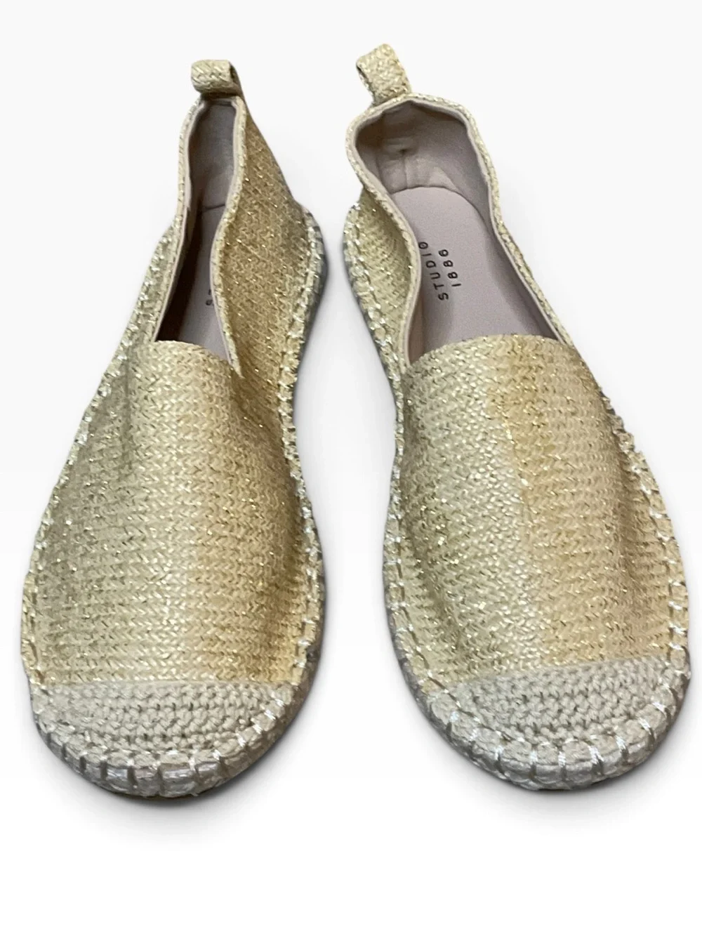Avon Studio 1886 Gold Woven Espadrille Slip-On Flats